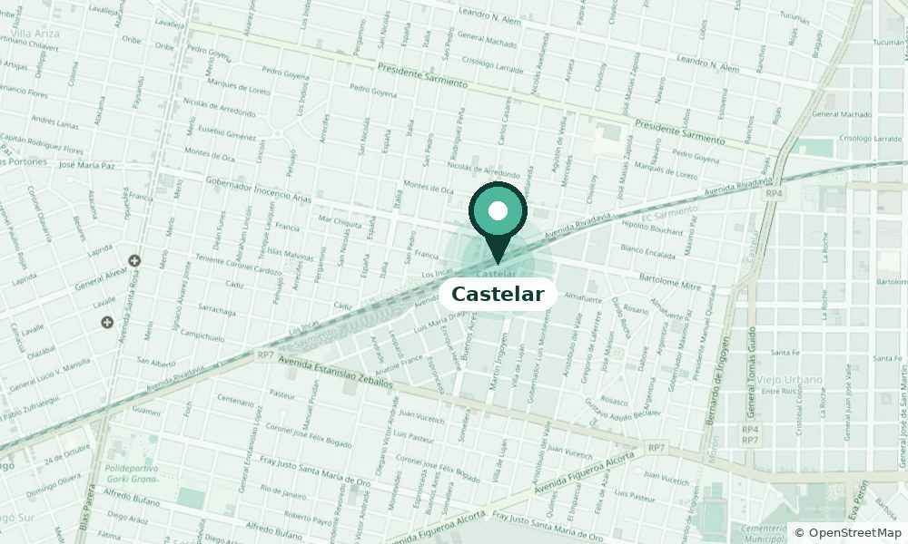 Mapa de Castelar, Buenos Aires, donde está la base de Enereast